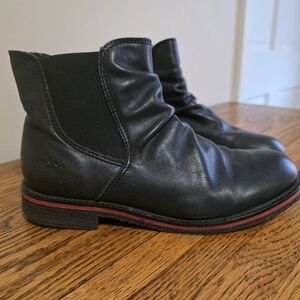 Bos. & Co. Black Ankle Boots with Red Accent